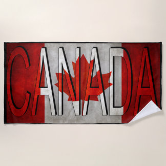 Toalla De Playa Bandera de Canadá y bordes negros LOGO