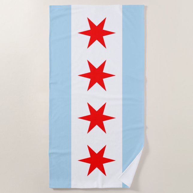 Toalla De Playa Bandera de Chicago (Anverso)