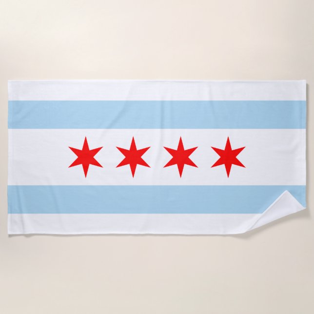 Toalla De Playa Bandera de Chicago (Illinois) (Anverso)