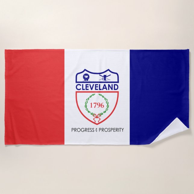 Toalla De Playa Bandera de Cleveland (Ohio) (Anverso)