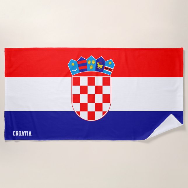 Toalla De Playa Bandera de Croacia espléndida patriótica (Anverso)