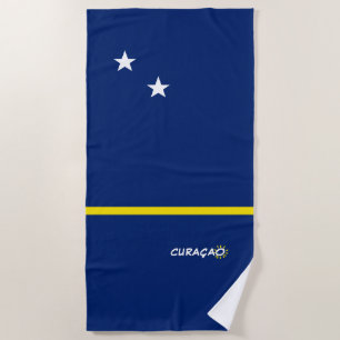 Toalla De Playa Bandera de Curazao con texto de personalizable