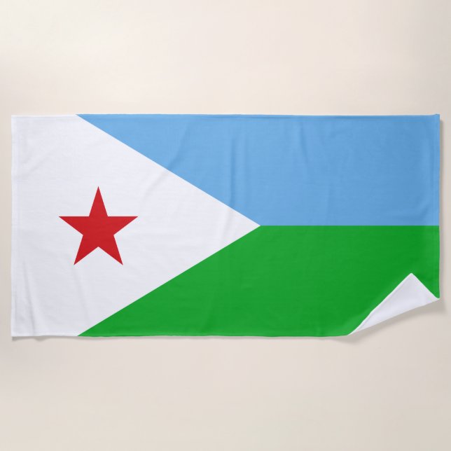 Toalla De Playa Bandera de Djibouti (Nación Africana) (Anverso)