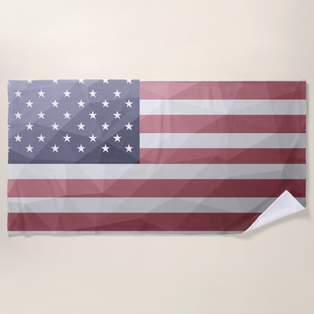 Toalla De Playa Bandera de Estados Unidos Malla Geométrica Red Whi (Anverso)