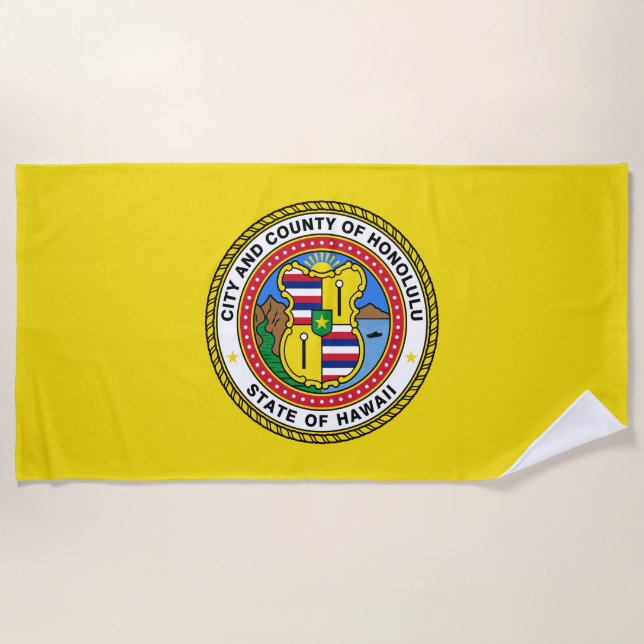 Toalla De Playa Bandera de Honolulu (Hawái) (Anverso)