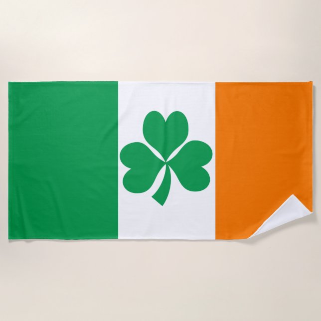 Toalla De Playa Bandera de Irlanda Shamrock (Anverso)
