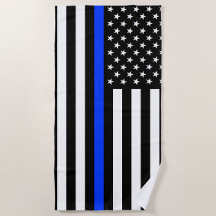 Toalla De Playa Bandera de la policía delgada de la línea azul