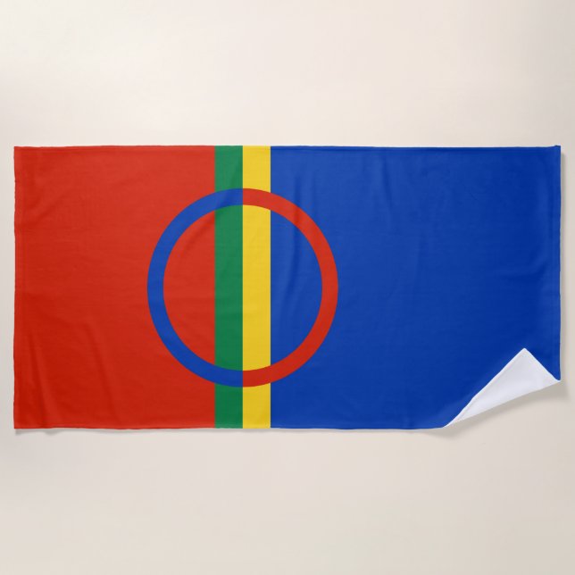 Toalla De Playa Bandera de Laponia (Navidades) (Sami) (Laplander) (Anverso)