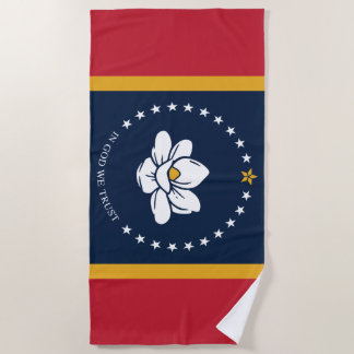 Toalla De Playa Bandera de Misisipi - Nueva Bandera de Magnolia