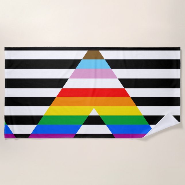 Toalla De Playa Bandera de orgullo aliada del progreso LGBTQ (Anverso)
