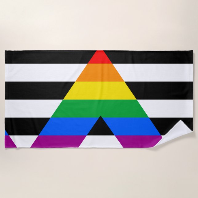 Toalla De Playa Bandera de Orgullo Aliado (Anverso)