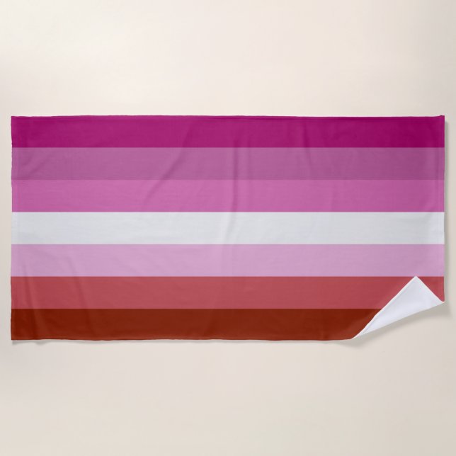 Toalla De Playa Bandera de orgullo lesbiana de labial (Anverso)