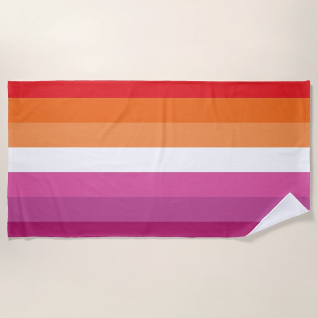 Toalla De Playa Bandera de Orgullo Lesbiano (Anverso)
