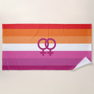 Toalla De Playa Bandera de orgullo lésbico WLW (Atardecer)