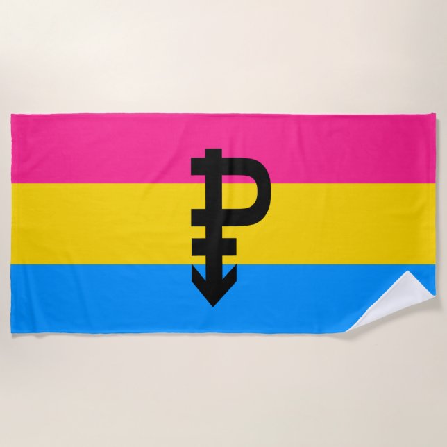 Toalla De Playa Bandera de Orgullo Pansexual (Anverso)