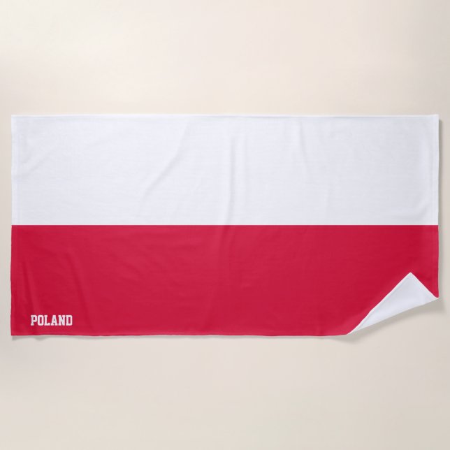 Toalla De Playa Bandera de Polonia espléndida patriótica (Anverso)
