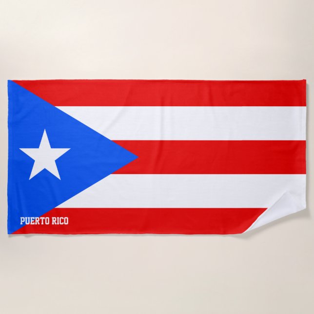 Toalla De Playa Bandera de Puerto Rico espléndida patriótica (Anverso)