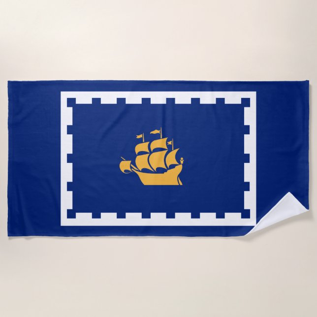 Toalla De Playa Bandera de Quebec (Quebec, Canadá) (Anverso)