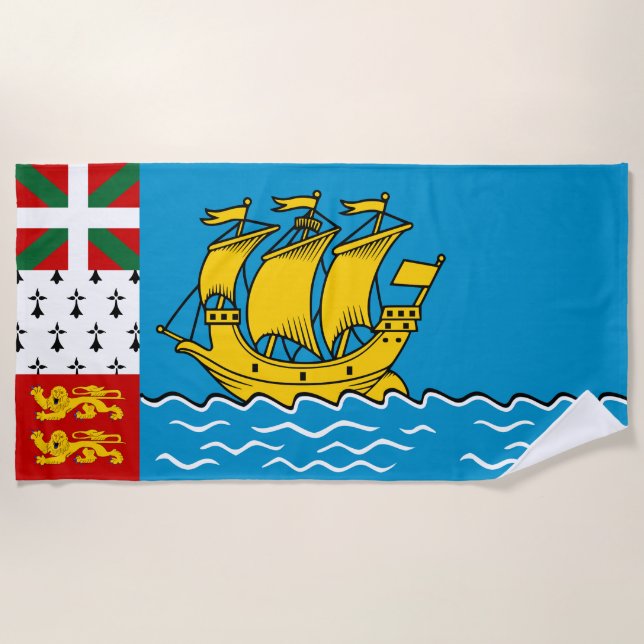 Toalla De Playa Bandera de San Pedro y Miquelón (Anverso)