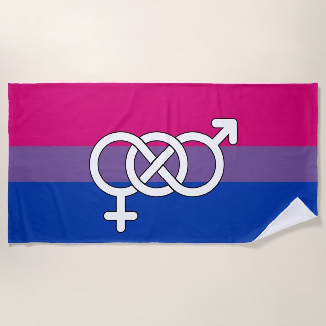 Toalla De Playa Bandera de símbolo del orgullo bisexual (Anverso)