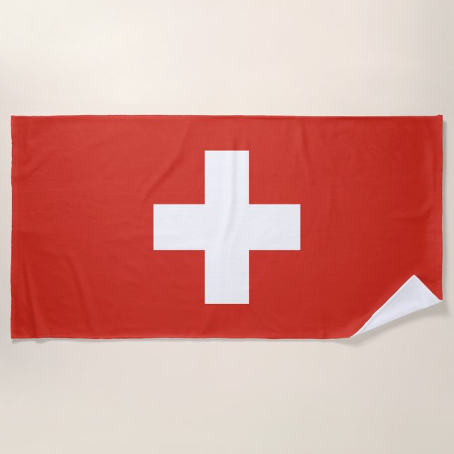 Toalla De Playa Bandera de Suiza - cruz blanca (Anverso)
