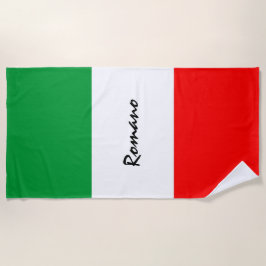 Toalla De Playa Bandera de Tricolore italiana con nombre