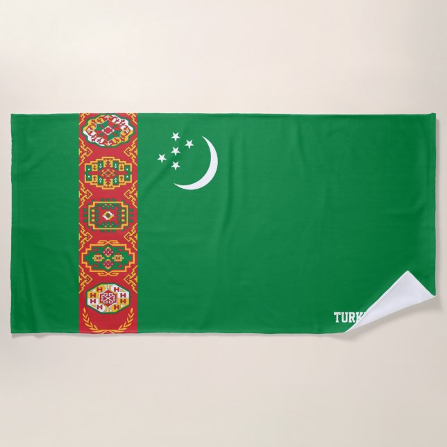 Toalla De Playa Bandera de Turkmenistán espléndido patriótico (Anverso)