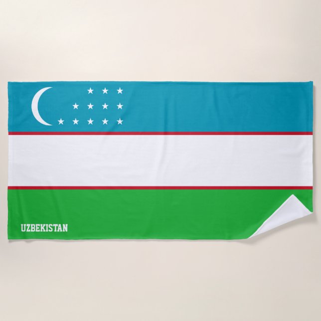 Toalla De Playa Bandera de Uzbekistán espléndido patriótico (Anverso)