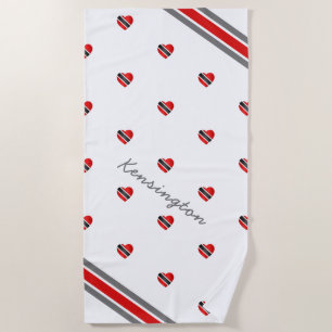 Toalla De Playa Bandera del corazón de Trinidad y Tobago con nombr