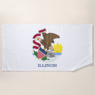 Toalla De Playa Bandera del estado de Illinois