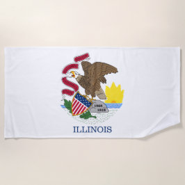Toalla De Playa Bandera del estado de Illinois