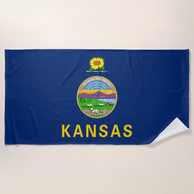 Toalla De Playa Bandera del estado de Kansas (Anverso)