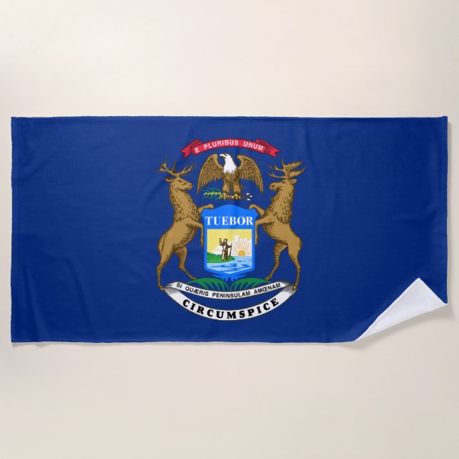 Toalla De Playa Bandera del estado de Michigan (Anverso)
