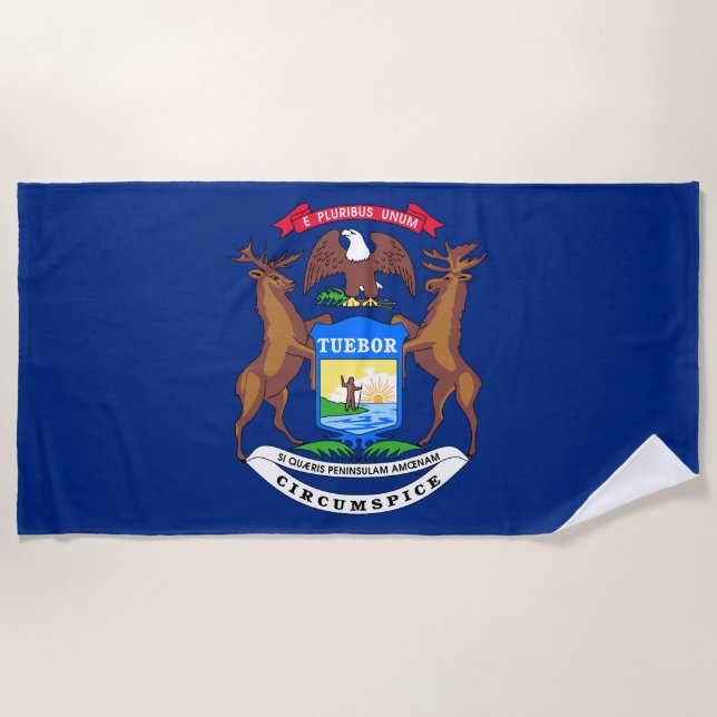Toalla De Playa Bandera del estado de Michigan (Anverso)