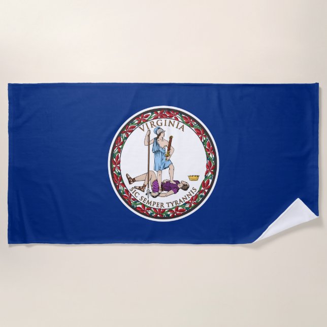 Toalla De Playa Bandera del estado de Virginia (Anverso)