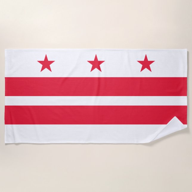 Toalla De Playa Bandera del estado de Washington DC (Anverso)
