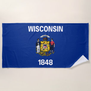Toalla De Playa Bandera del estado de Wisconsin