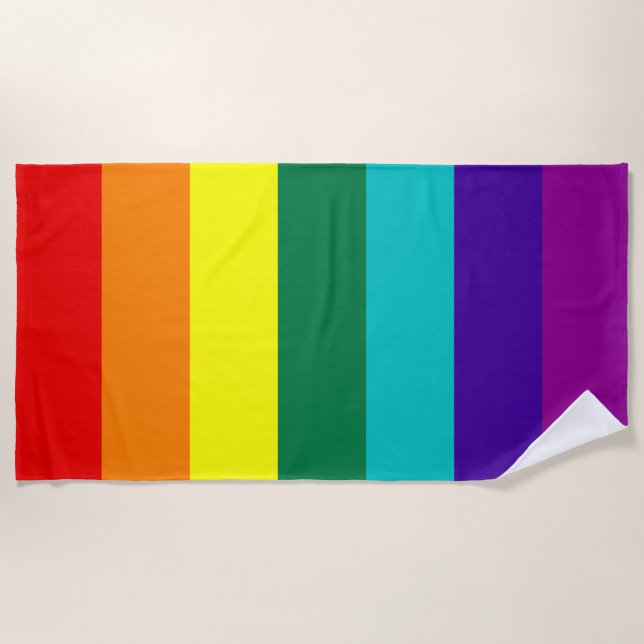 Toalla De Playa Bandera del Orgullo Arcoiris de 7 bandas (Anverso)