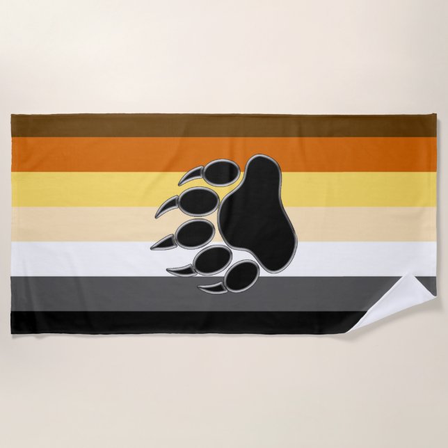 Toalla De Playa Bandera del orgullo gay Bear Paw (Anverso)