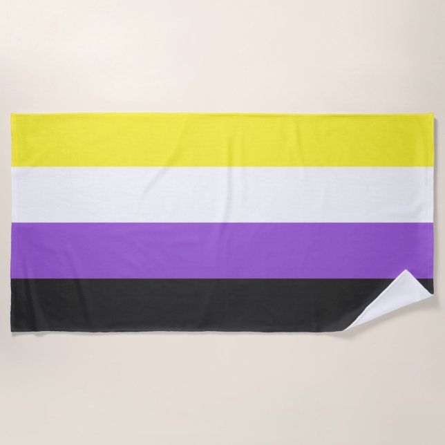 Toalla De Playa Bandera del Orgullo no binario (Anverso)