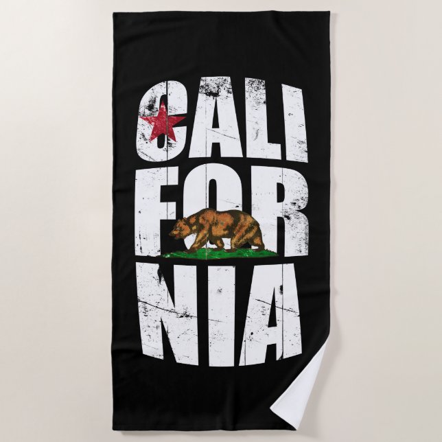 Toalla De Playa Bandera del oso de California (Anverso)