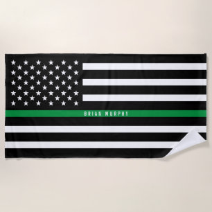Toalla De Playa Bandera delgada de la Línea Verde Militar Monogram