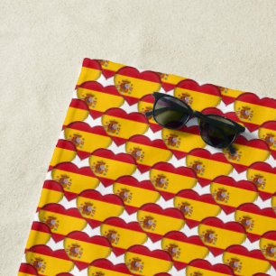 Toalla De Playa Bandera española colorea el corazón patriótico