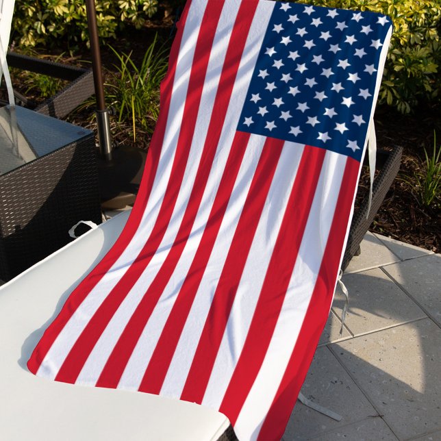Toalla De Playa Bandera estadounidense blanca y azul roja patrióti (Subido por el creador)