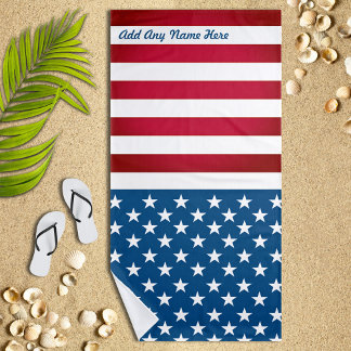 Toalla De Playa Bandera estadounidense personalizada