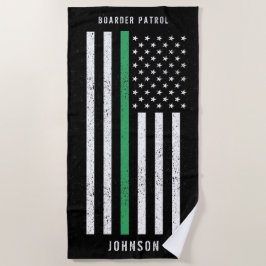 Toalla De Playa Bandera estadounidense Thin Green Line Distresress