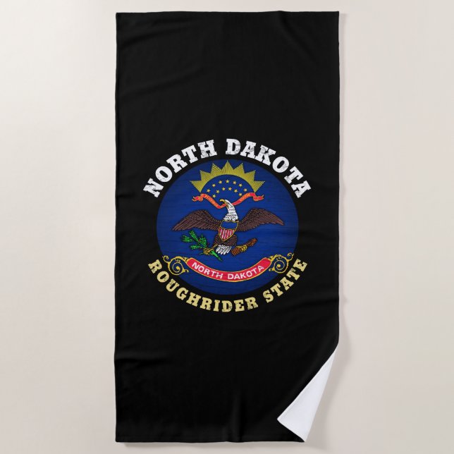 TOALLA DE PLAYA BANDERA ESTATAL DE DAKOTA ROUGHRIDER DEL NORTE (Anverso)