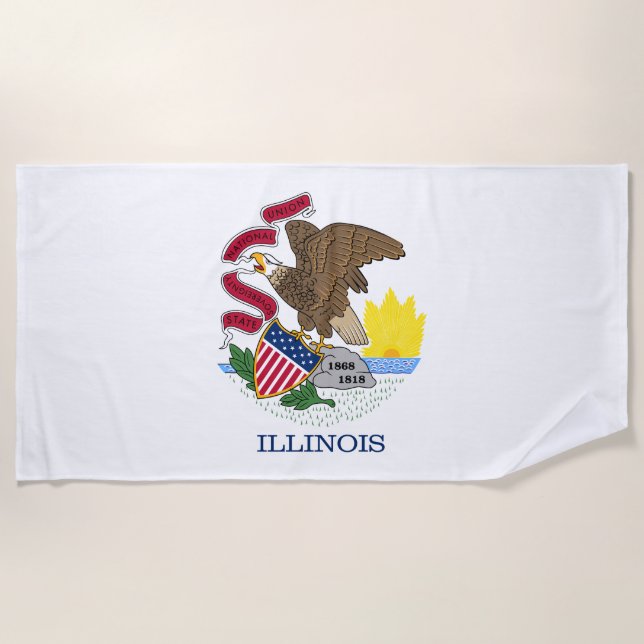 Toalla De Playa Bandera Estatal de Illinois (Anverso)