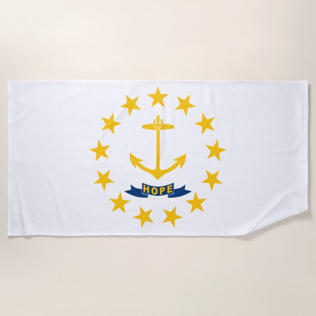 Toalla De Playa Bandera estatal de la isla de Rhode (Anverso)