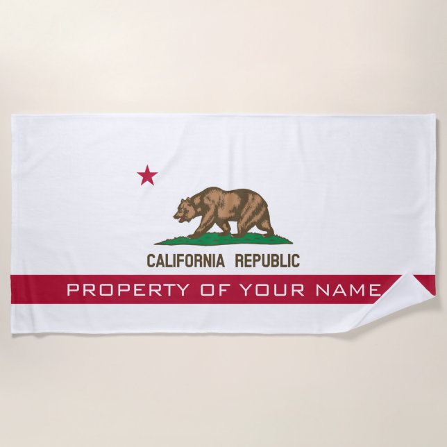 Toalla De Playa Bandera estatal de la República de California pers (Anverso)